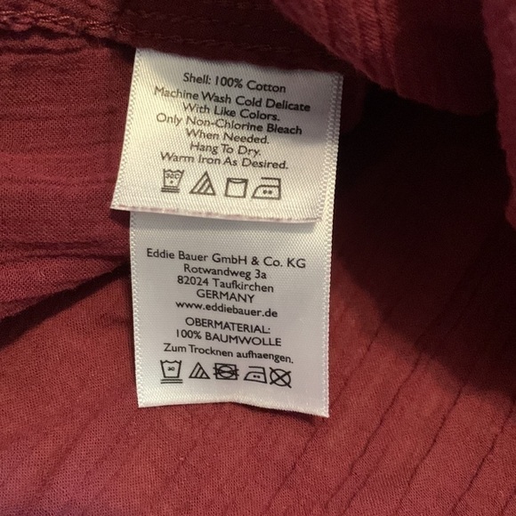 Eddie Bauer 100% Cotton Long Sleeve Crewneck Blouse Maroon Women’s TXL - Picture 8 of 12